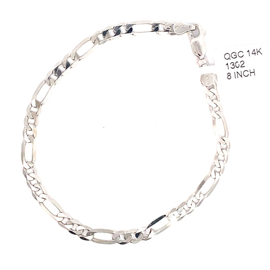 14k White Gold Figaro bracelet