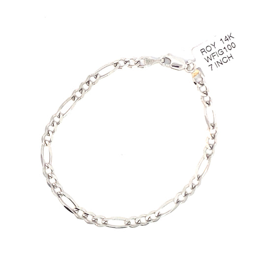 14k white gold Figaro link bracelet