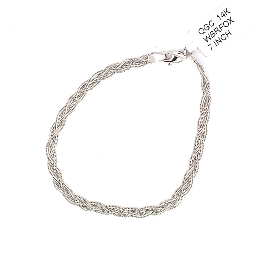 14k white gold braided fox bracelet