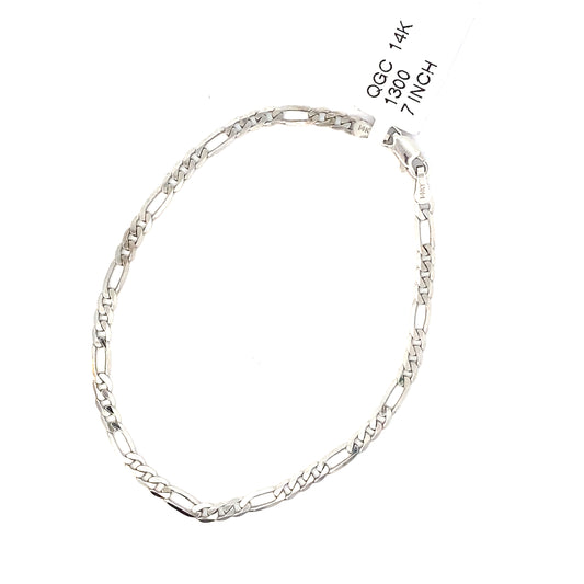 14k white gold Figaro link bracelet