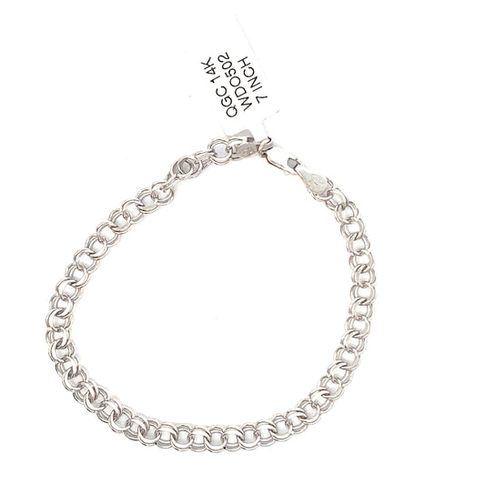 14k white gold double link charm bracelet