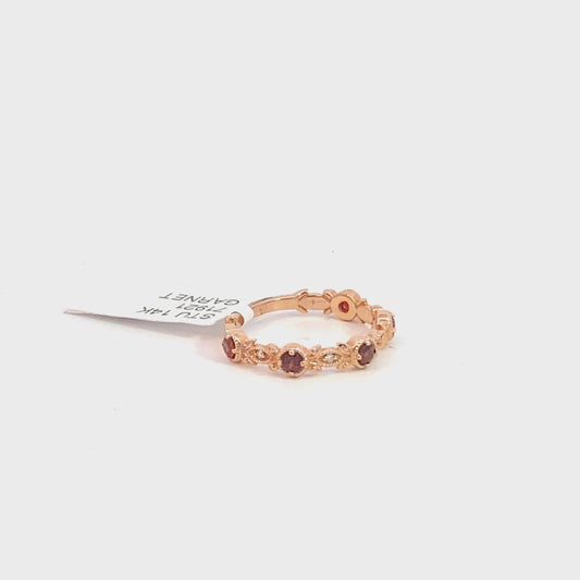 14k rose gold garnet and diamond band