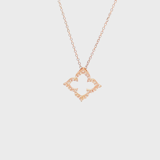 14k rose gold stylized pendant with natural diamonds