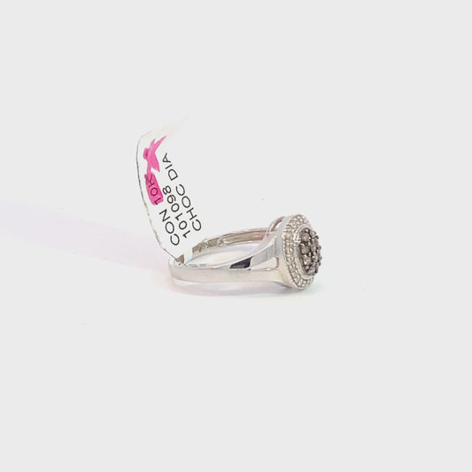 10k white gold chocolate and white diamond ring