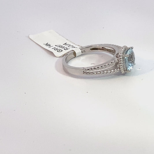 14k white gold aquamarine ring