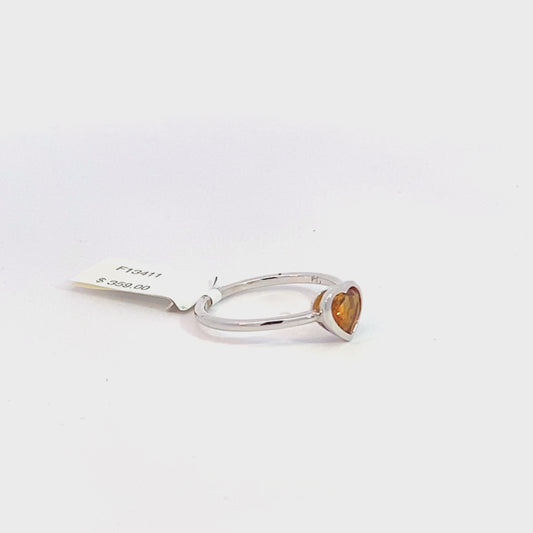 14k white gold citrine heart ring