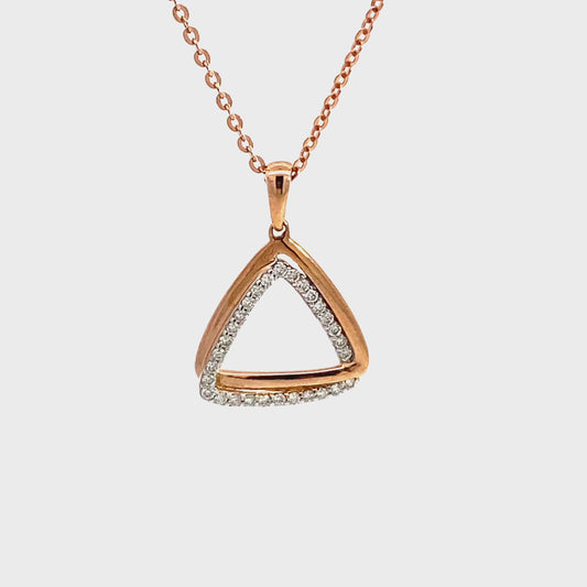 14k rose gold natural diamond triangle pendant